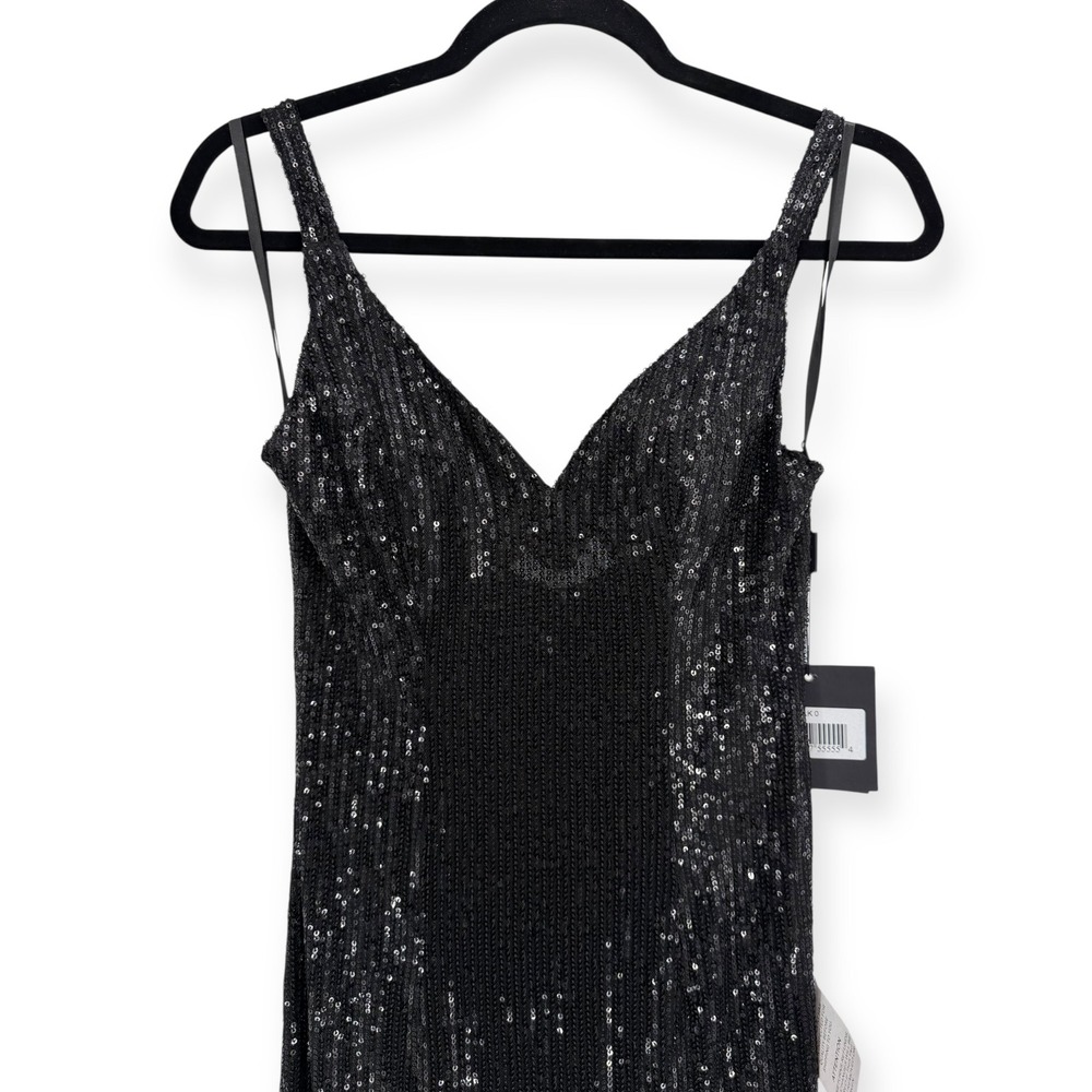 NWT Mac Duggal Black Fully Sequined Scoop Back Gown - Size 0 - Picture 7 of 12